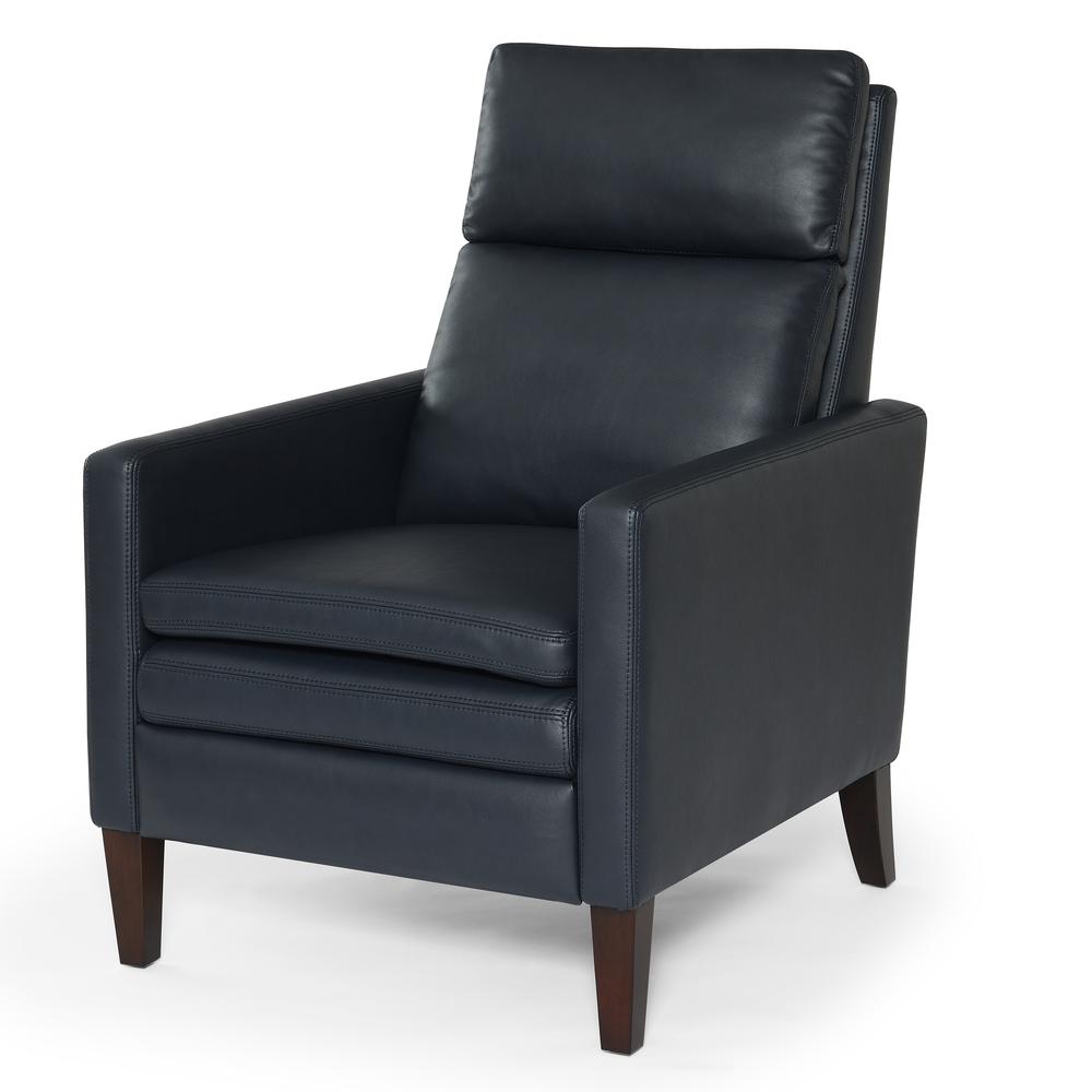 Vicente Midnight Blue Faux Leather Push Back Recliner