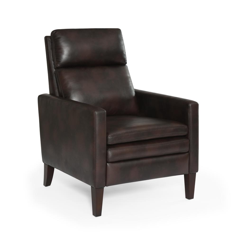 Vicente Burnished Brown Faux Leather Push Back Recliner