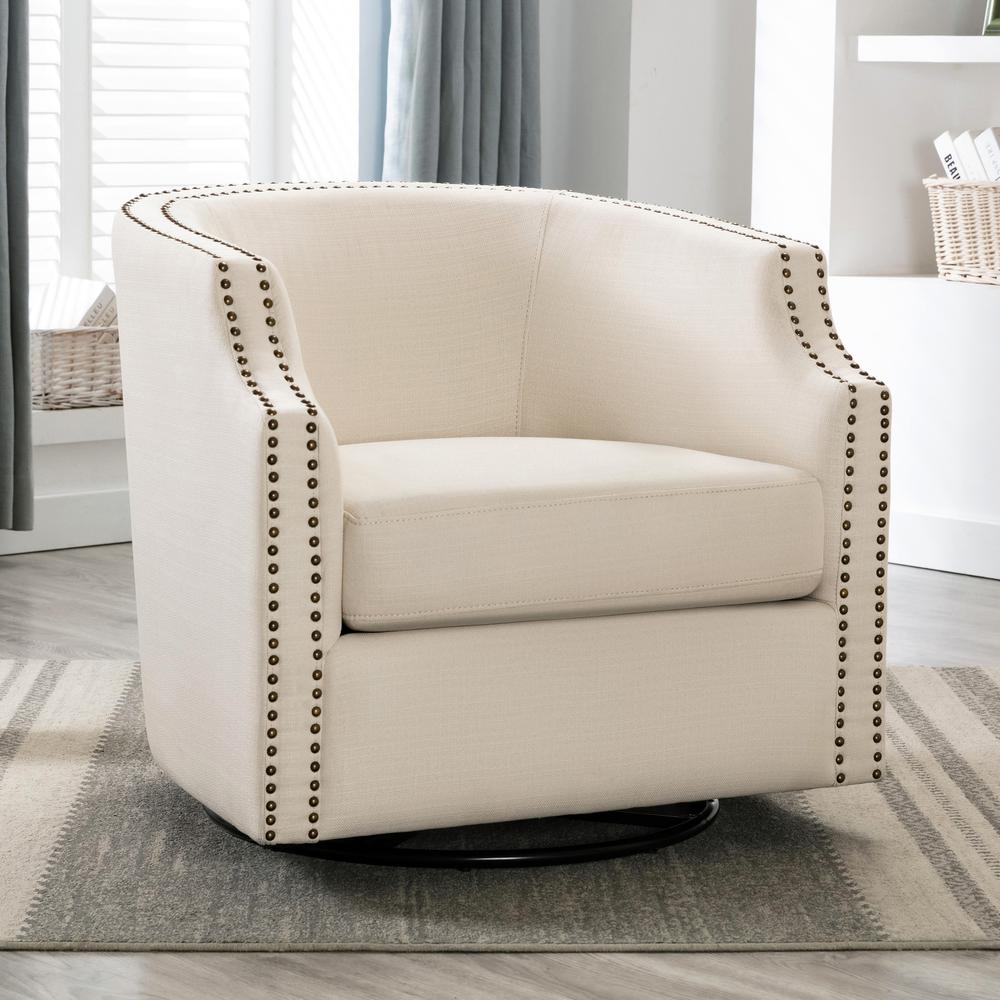 Aerin Linen Swivel Barrel Chair