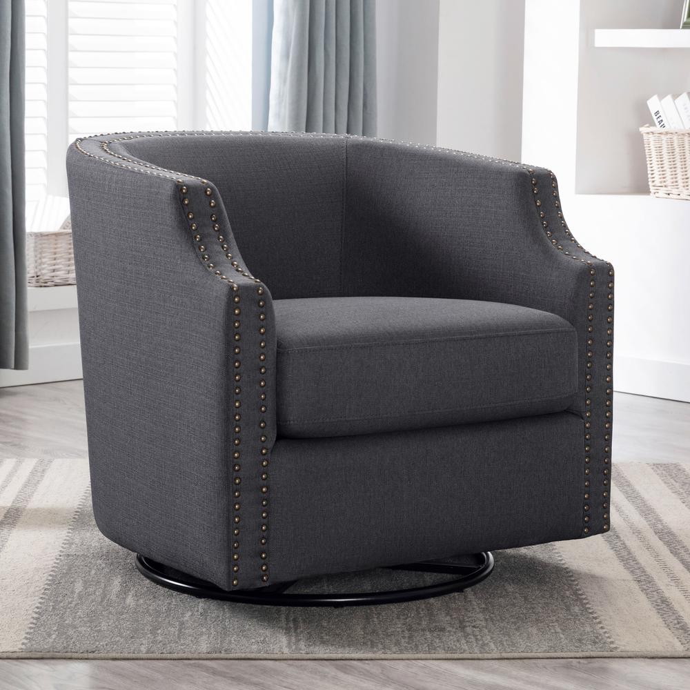 Aerin Ashen Grey Swivel Barrel Chair