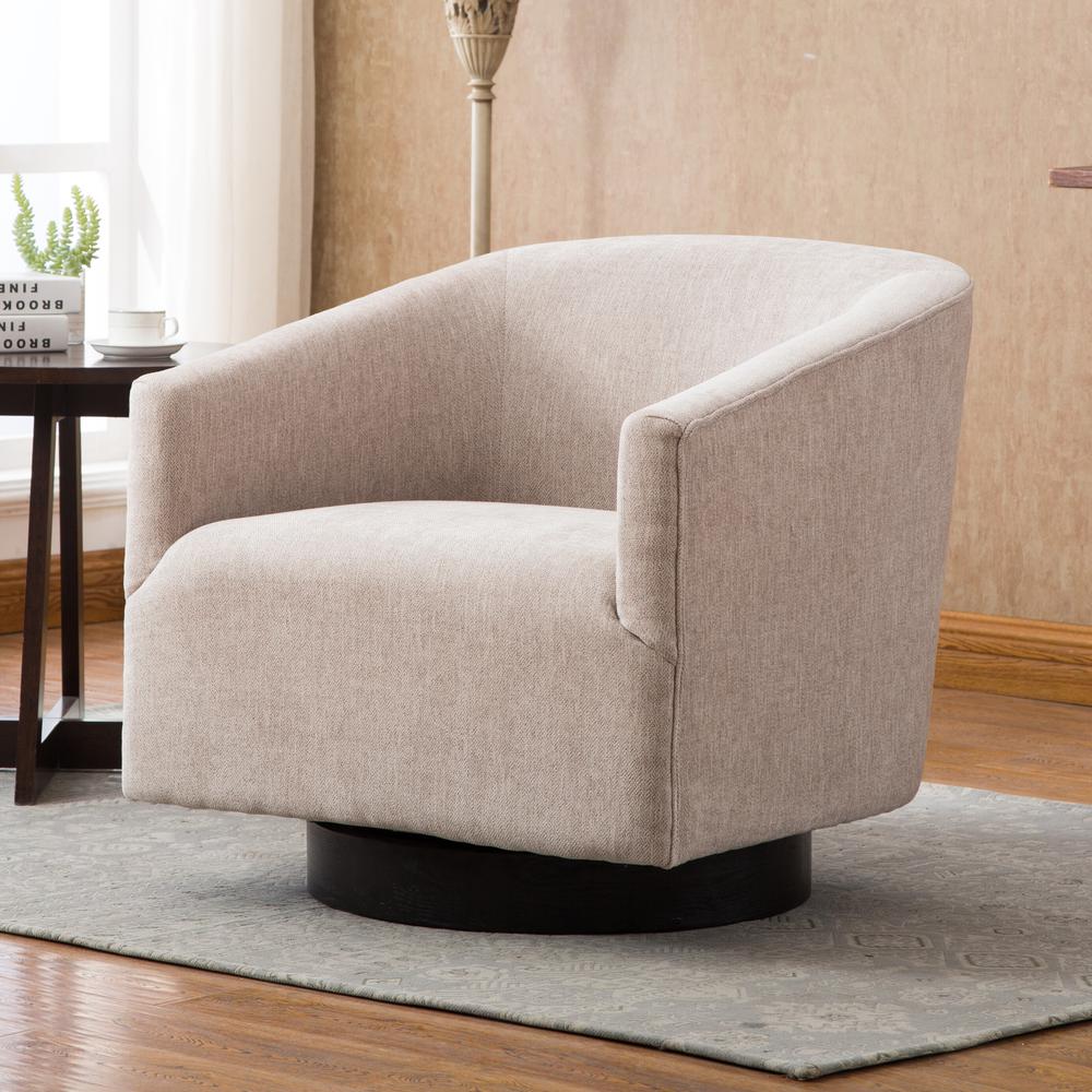 Geneva Oatmeal Wood Base Swivel Chair