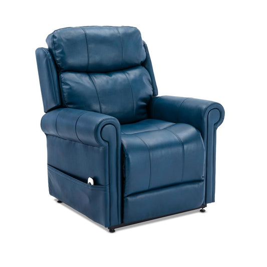 Langdon Navy Blue Leather Gel Lift Chair with Massage