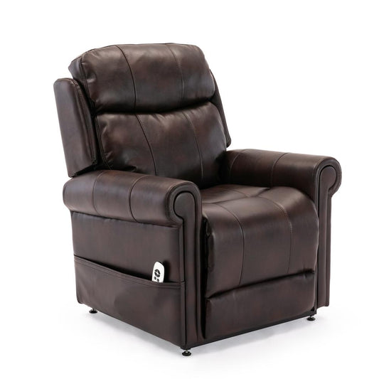 Langdon Burnished Brown Leather Gel Lift Chair with Massage