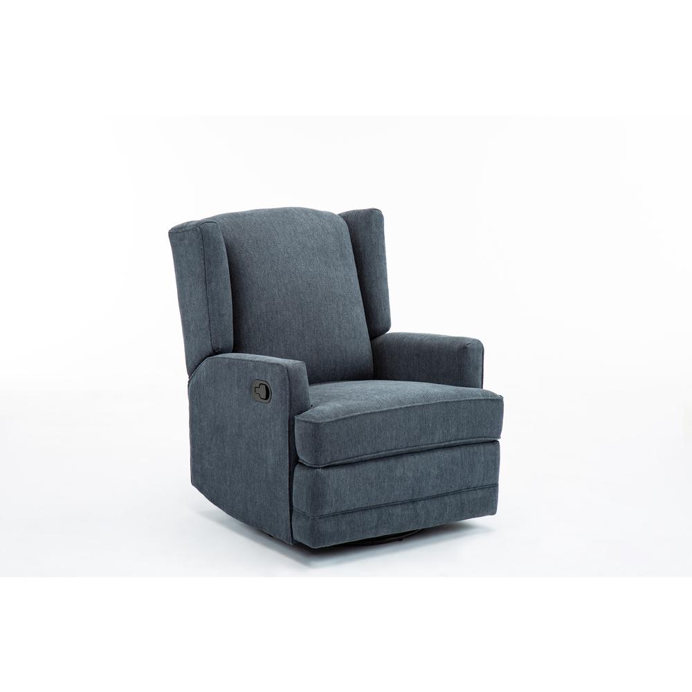 Serelda Blue Wingback Swivel Glider Recliner