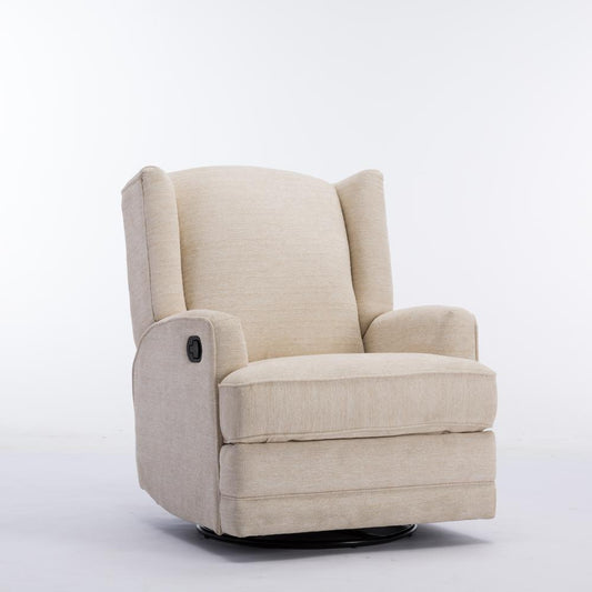 Serelda Beige Wingback Swivel Glider Recliner