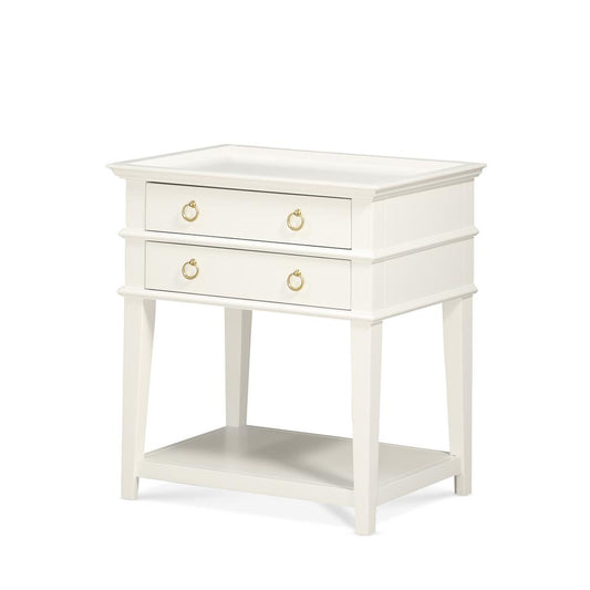 Clara White 2-Drawer Tray Top Nightstand