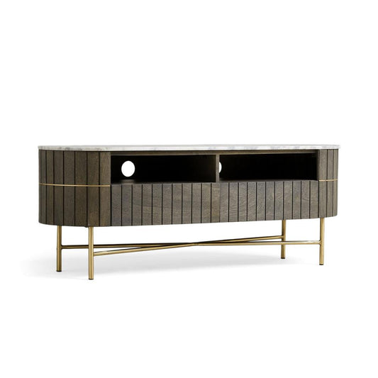 Lenox 54" Wide Wood and Stone Media Console