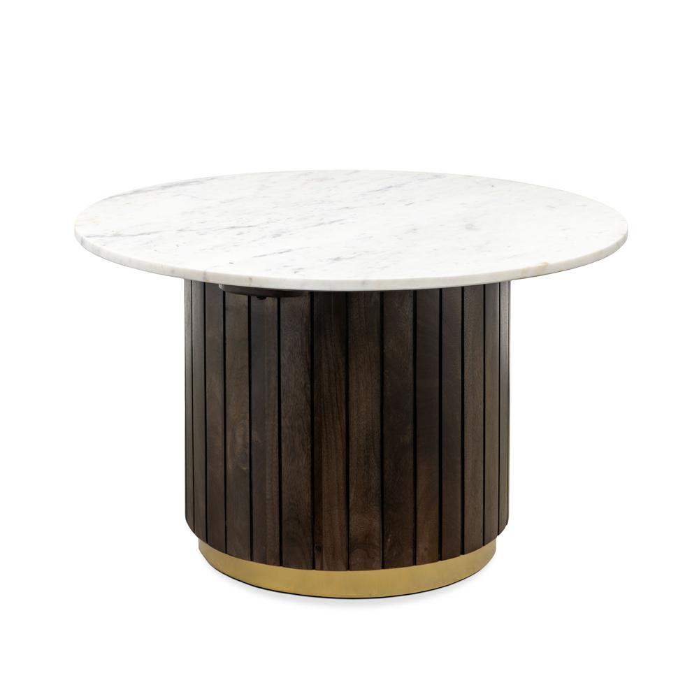 Lenox 30" Round Wood and Stone Coffee Table