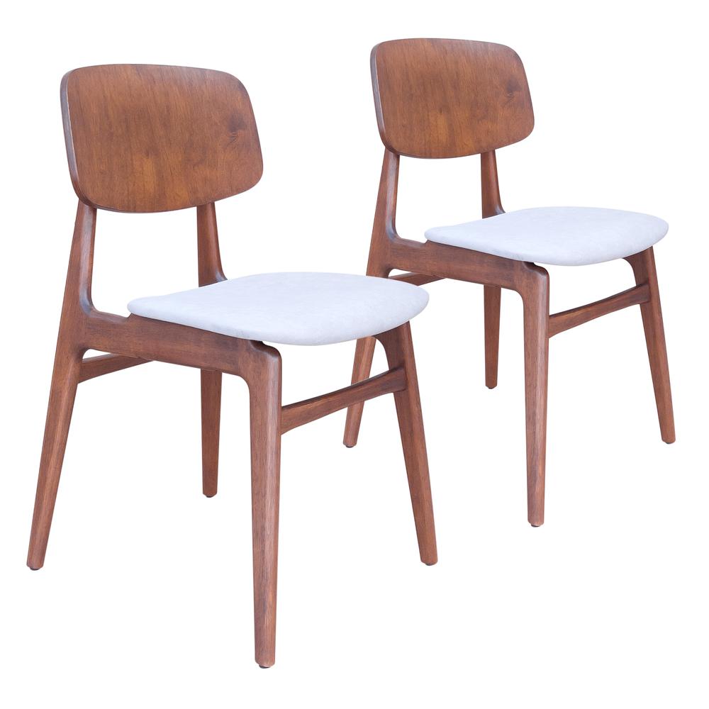 Othello Dining Chair (Set of 2) Light Gray & Walnut