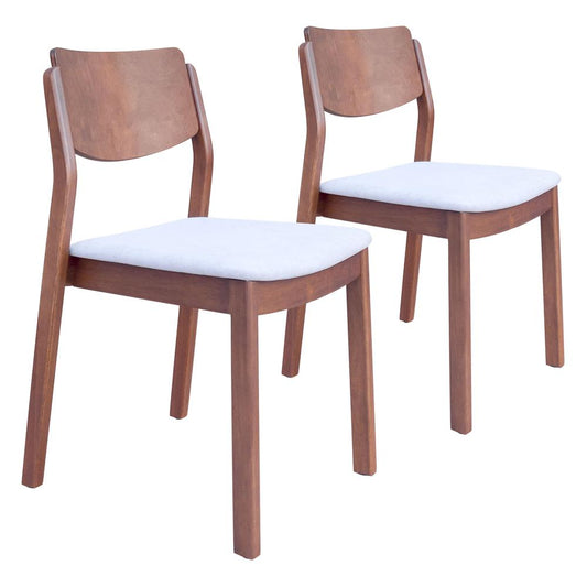 Desdamona Dining Chair (Set of 2) Light Gray & Walnut