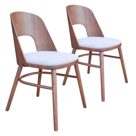 Iago Dining Chair (Set of 2) Light Gray & Walnut