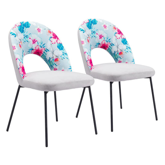 Torrey Dining Chair (Set of 2) Multicolor Print & Gray