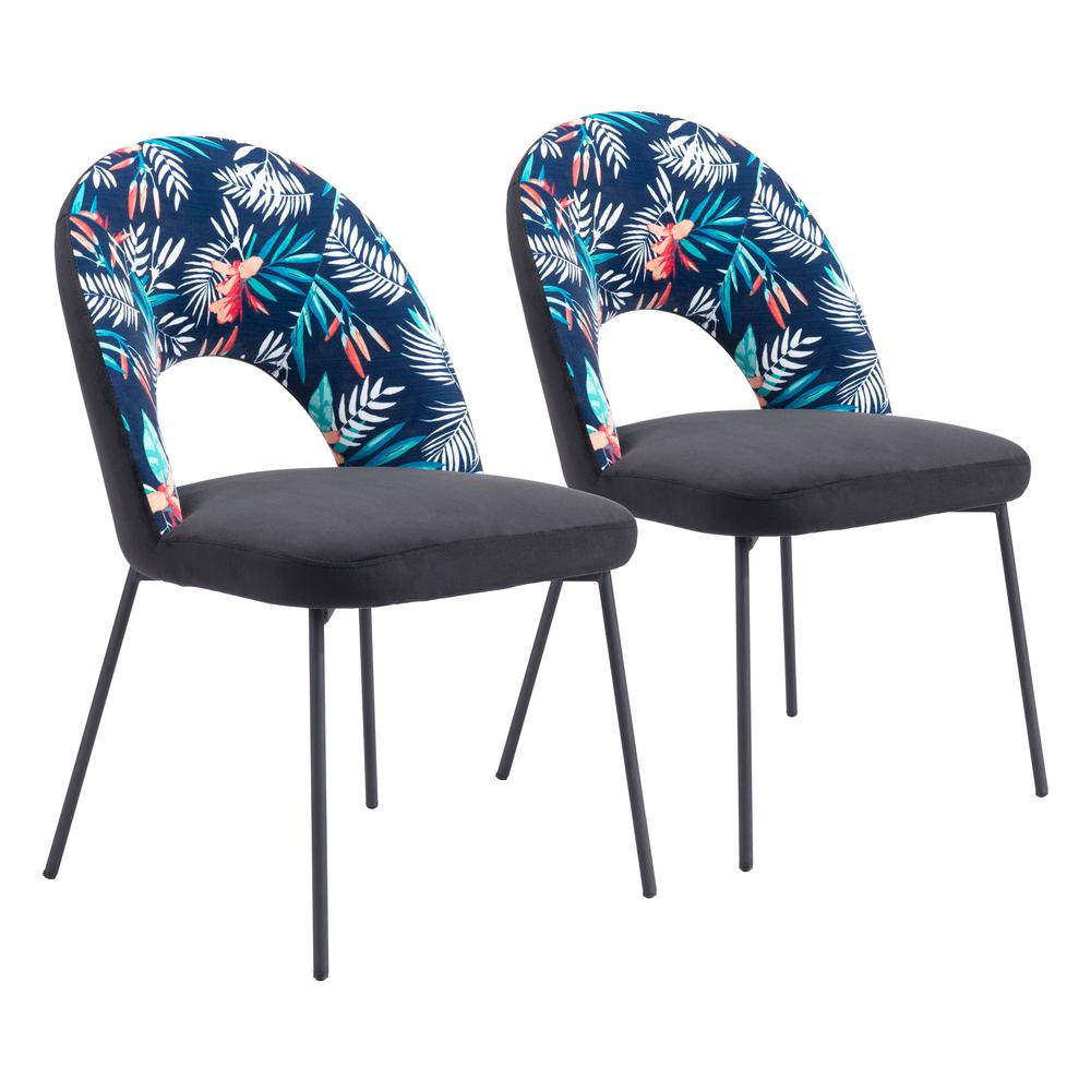 Merion Dining Chair (Set of 2) Multicolor Print & Black