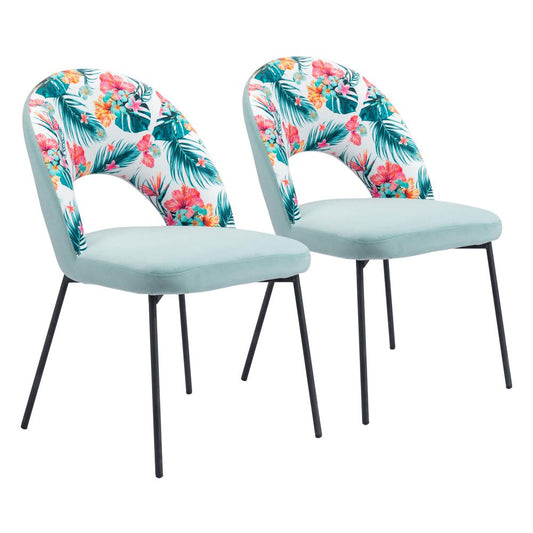 Bethpage Dining Chair (Set of 2) Multicolor Print & Green