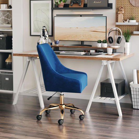 Madelaine Office Chair Navy Blue & Gold