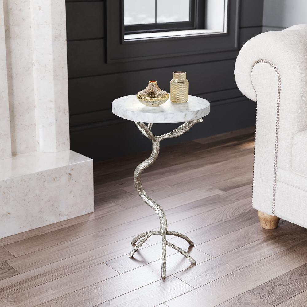 Joel Side Table White & Silver