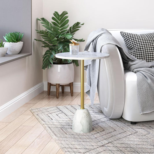 Cynthia Side Table White & Gold