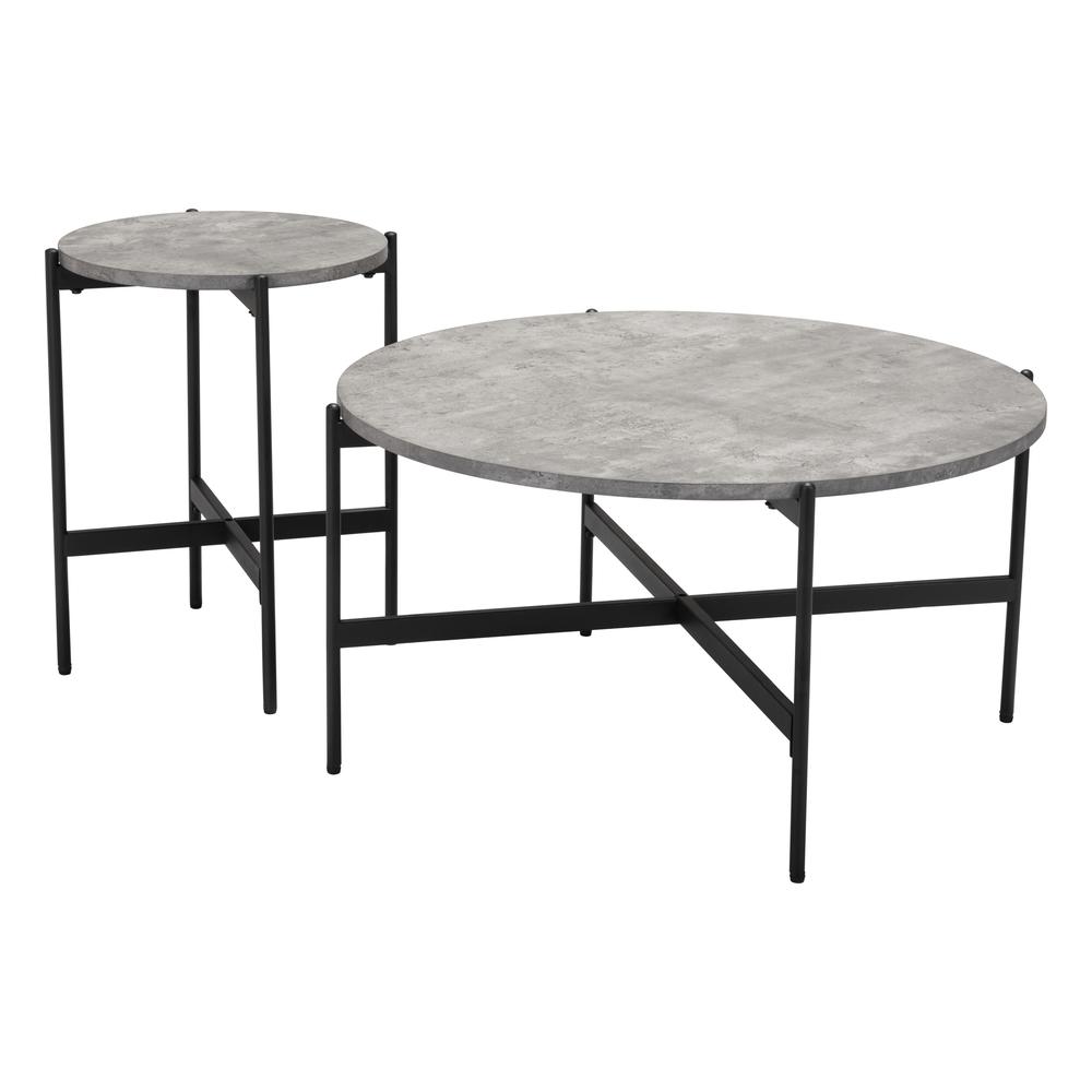 Malo Coffee Table Set (2-Piece) Gray & Black