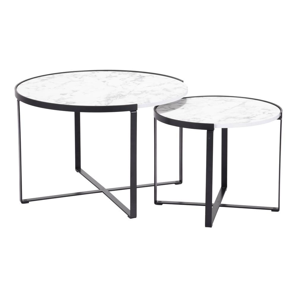 Brioche Coffee Table Set (2-Piece) White & Black