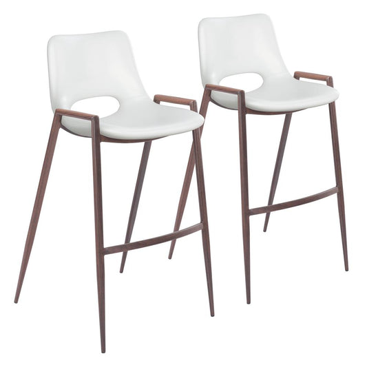 Desi Barstool (Set of 2) White & Walnut