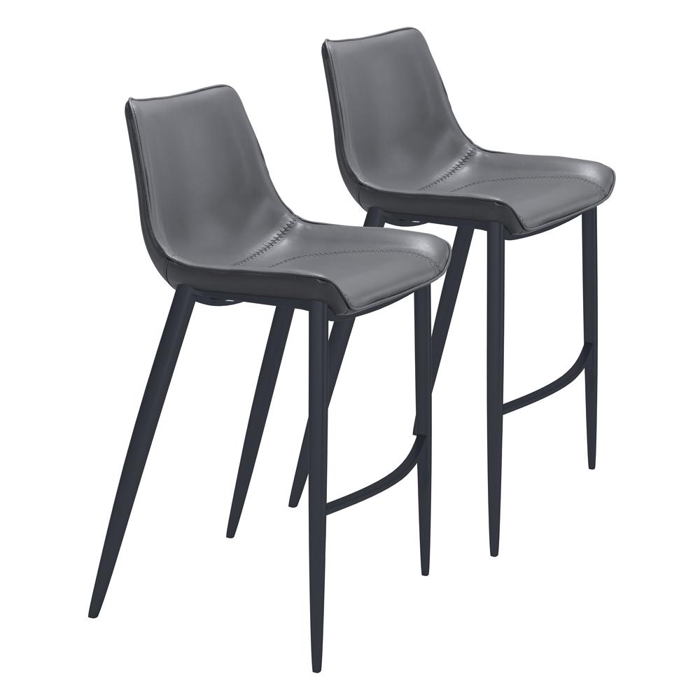 Magnus Barstool (Set of 2) Dark Gray & Black