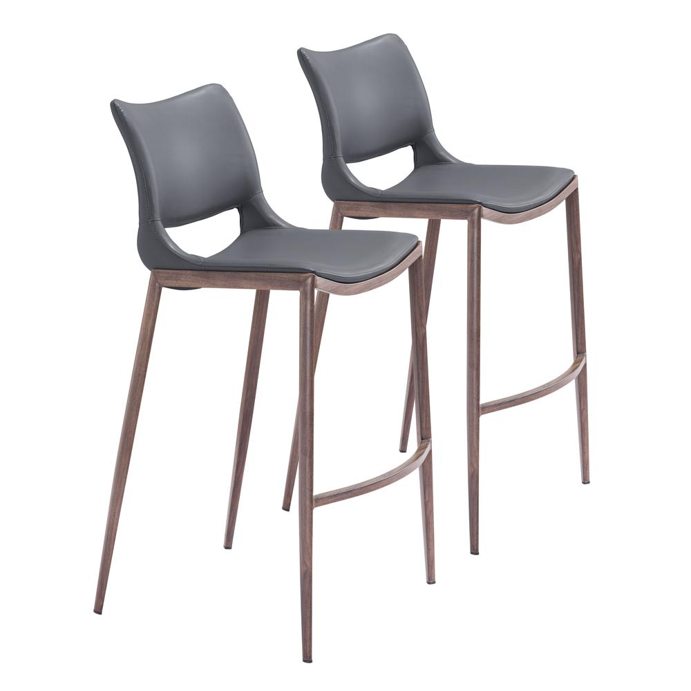 Ace Barstool (Set of 2) Dark Gray & Walnut