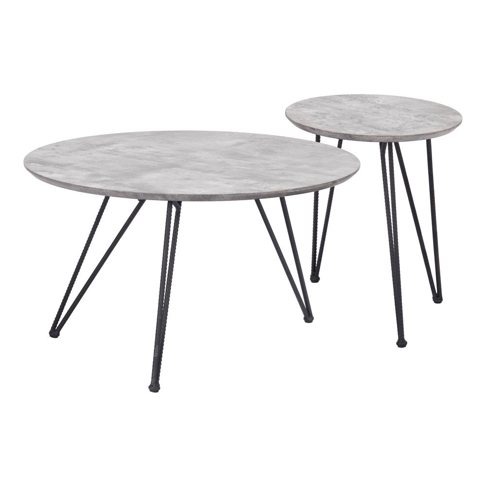 Kerris Coffee Table Set (2-Piece) Gray & Black