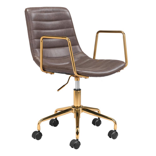 Eric Office Chair Brown & Gold