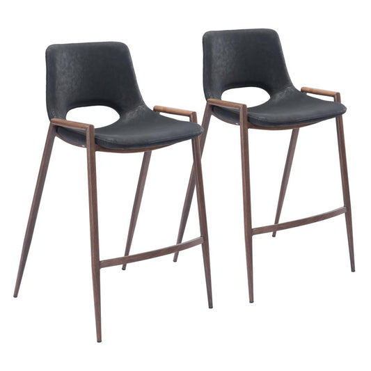 Desi Counter Stool (Set of 2) Black & Walnut