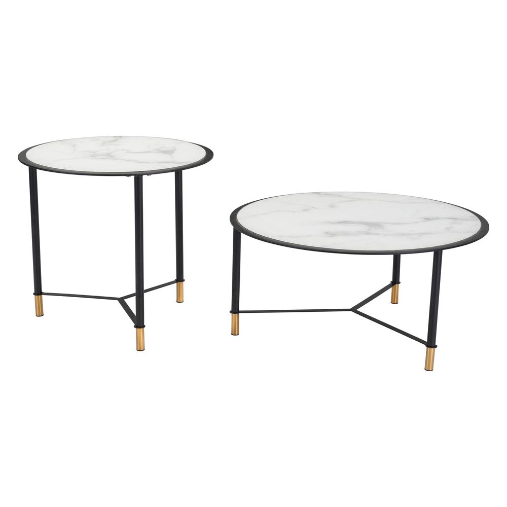 Davis Coffee Table Set (2-Piece) White & Black