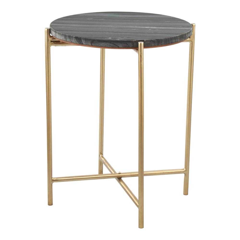 David Side Table Gray & Gold