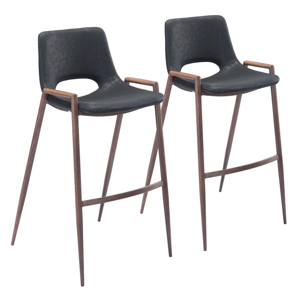 Desi Barstool (Set of 2) Black & Walnut