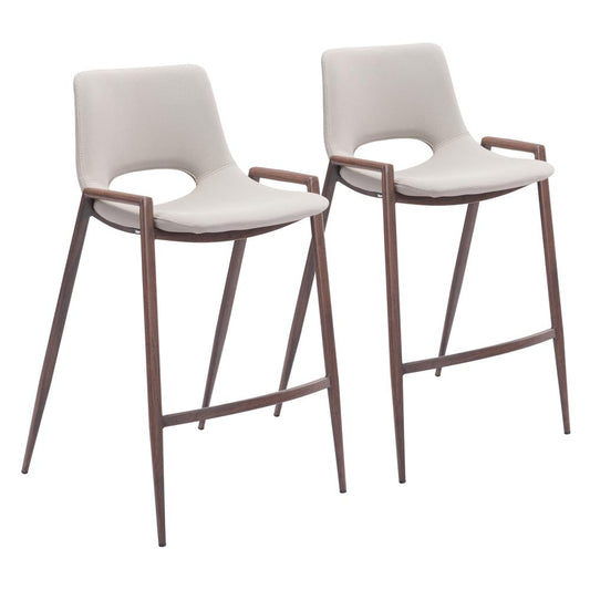 Desi Counter Stool (Set of 2) Beige & Walnut