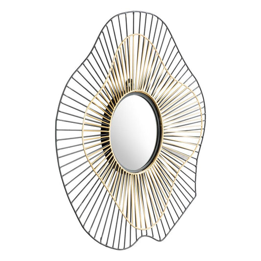 Comet Round Mirror Black & Gold