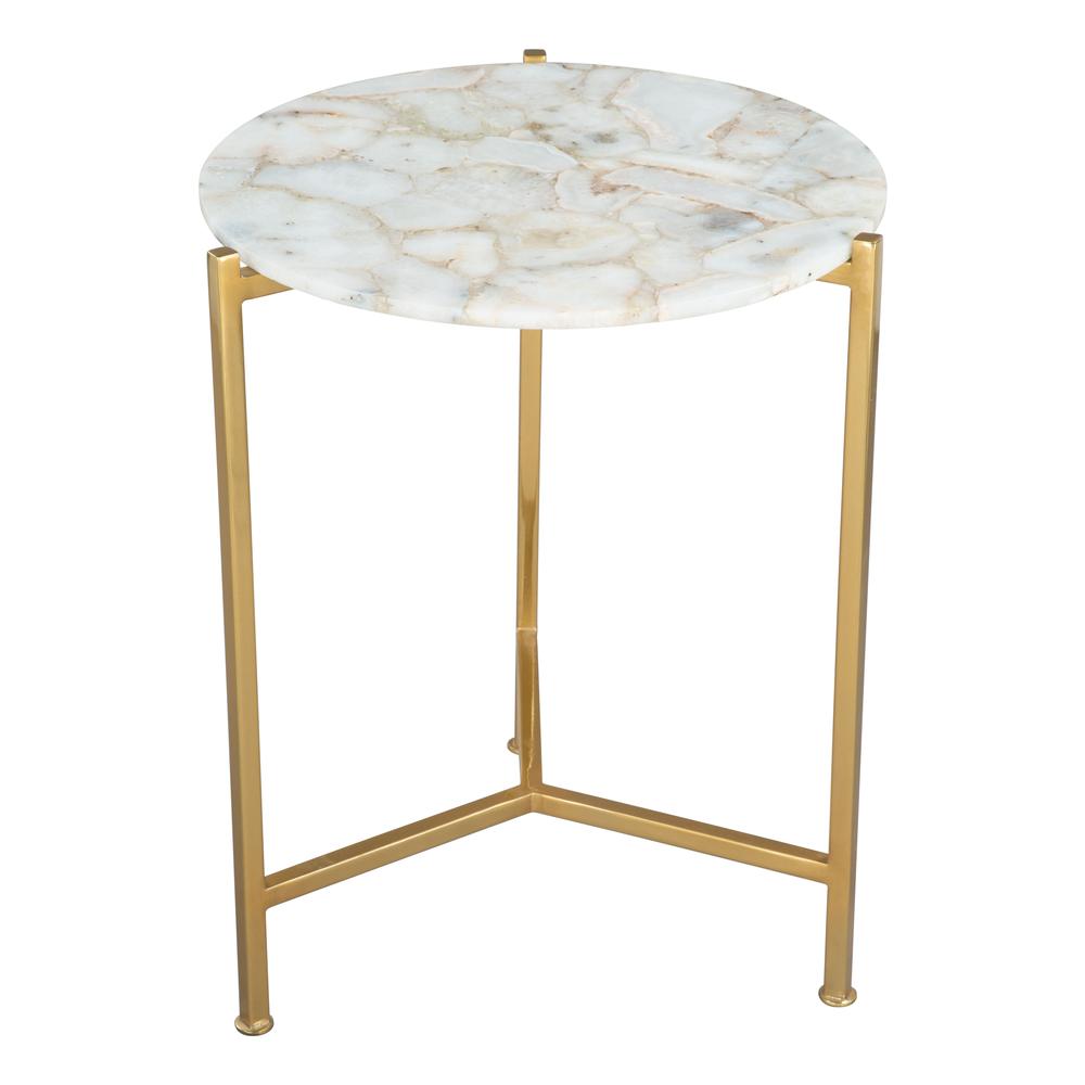 Haru Side Table White & Gold