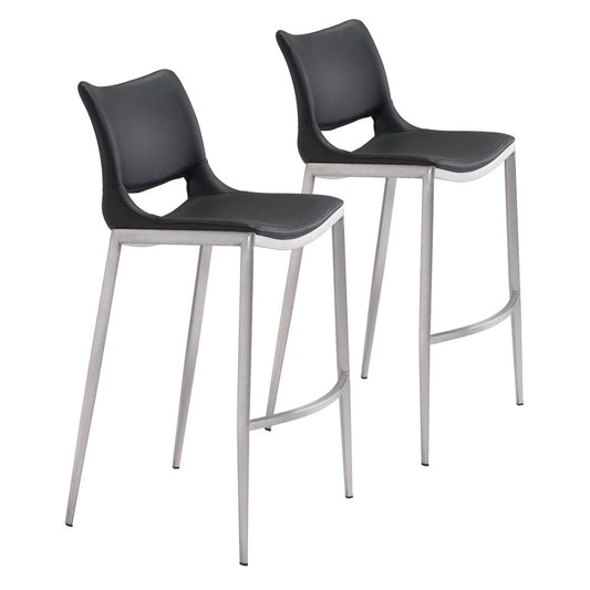 Ace Barstool (Set of 2) Black & Silver