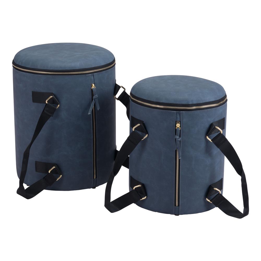 Candice Storage Ottoman Set (2-Piece) Blue