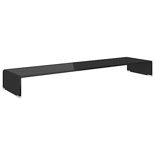 vidaXL TV Stand / Monitor Riser Glass Black 47.2"x11.8"x5.1", 244141