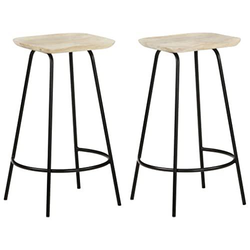 vidaXL Bar Stools 2 pcs Solid Mango Wood 0647