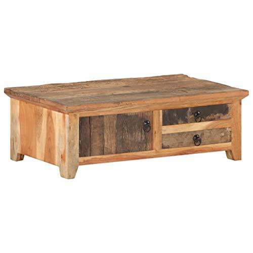 vidaXL Coffee Table 35.4"x19.7"x12.2" Solid Reclaimed Wood 0384