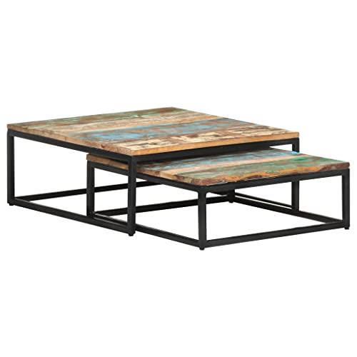 vidaXL Nesting Coffee Tables 2 pcs Solid Reclaimed Wood 0390