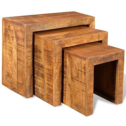 vidaXL Nesting Table Set 3 Pieces Solid Mango Wood, 241130