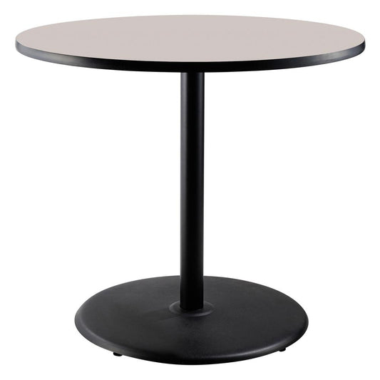 NPS® Café Table, 36" Round, Round Base, 36" Height, Particleboard Core/T-Mold, Grey