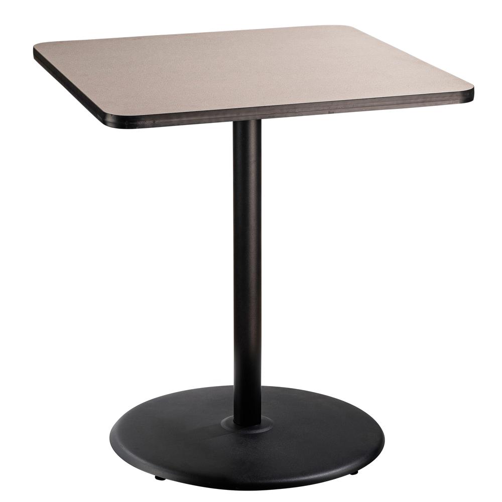 NPS® Café Table, 36" Square, Round Base, 42" Height, Particleboard Core/T-Mold, Grey