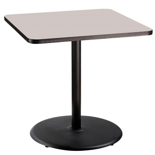 NPS® Café Table, 36" Square, Round Base, 36" Height, Particleboard Core/T-Mold, Grey