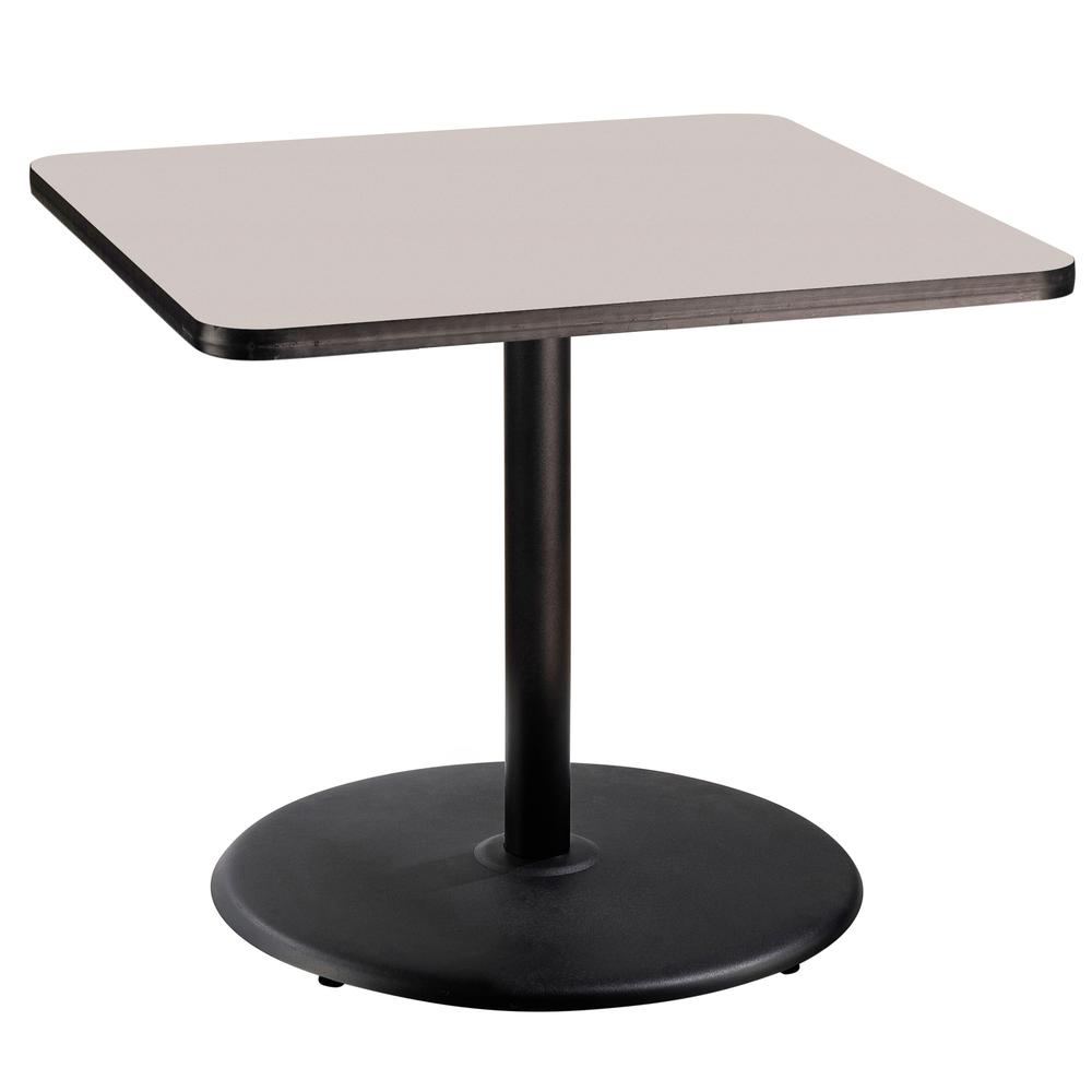 NPS® Café Table, 36" Square, Round Base, 30" Height, Particleboard Core/T-Mold, Grey