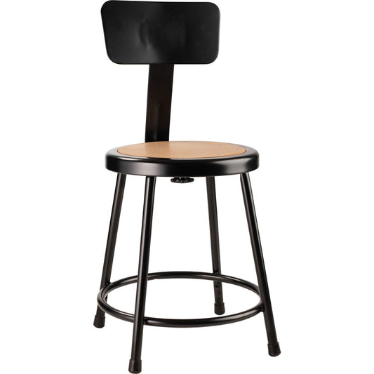 NPS® 18"Heavy Duty Steel Stool With Backrest, Black