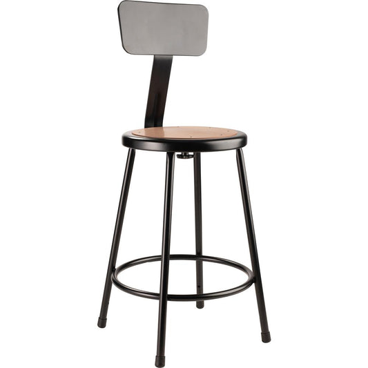 NPS® 24"Heavy Duty Steel Stool With Backrest, Black