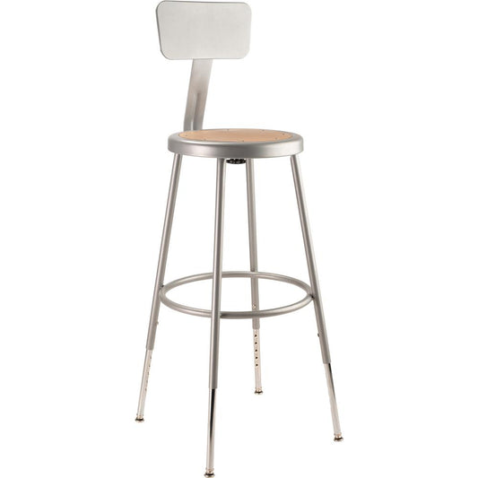 NPS® 25"-33" Height Adjustable Heavy Duty Steel Stool With Backrest, Grey