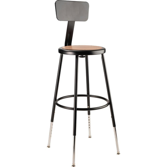 NPS® 25"-33" Height Adjustable Heavy Duty Steel Stool With Backrest, Black